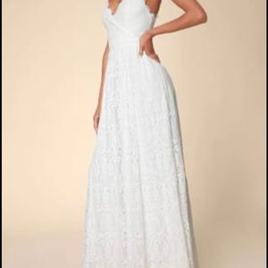 New - Lulus Unending Love White Lace Maxi Dress